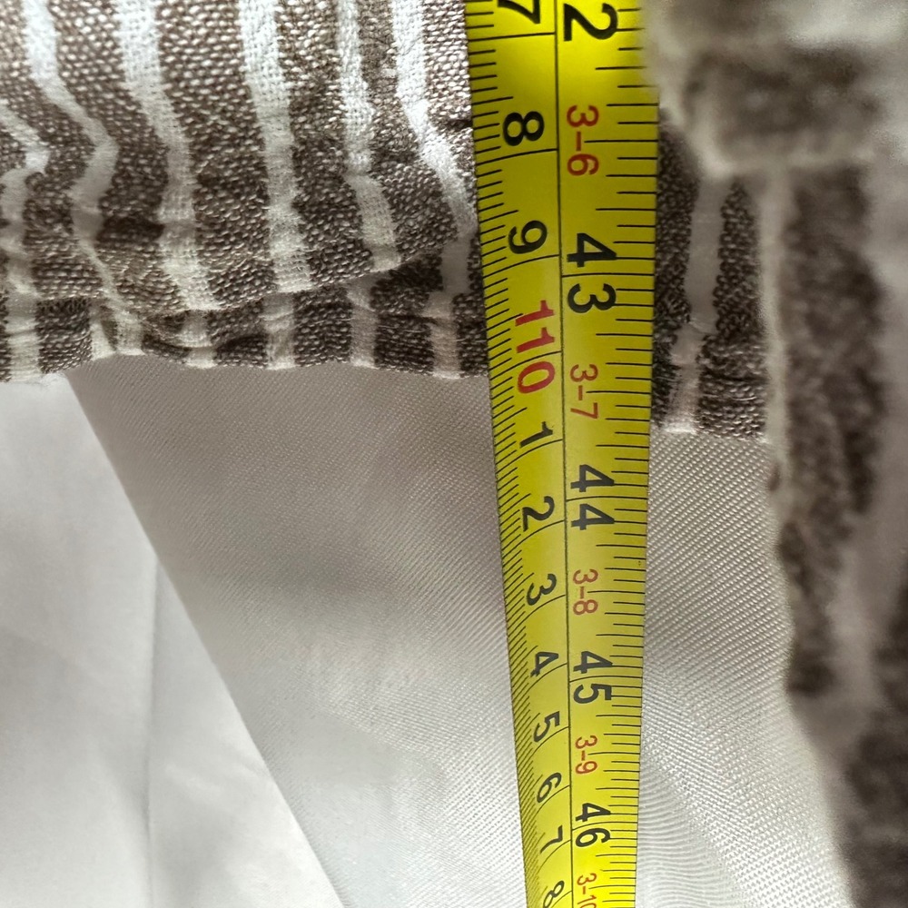 Cynthia Rowley Linen Blend Striped Tiered Midi Dress Taupe White Size L - Picture 6 of 8